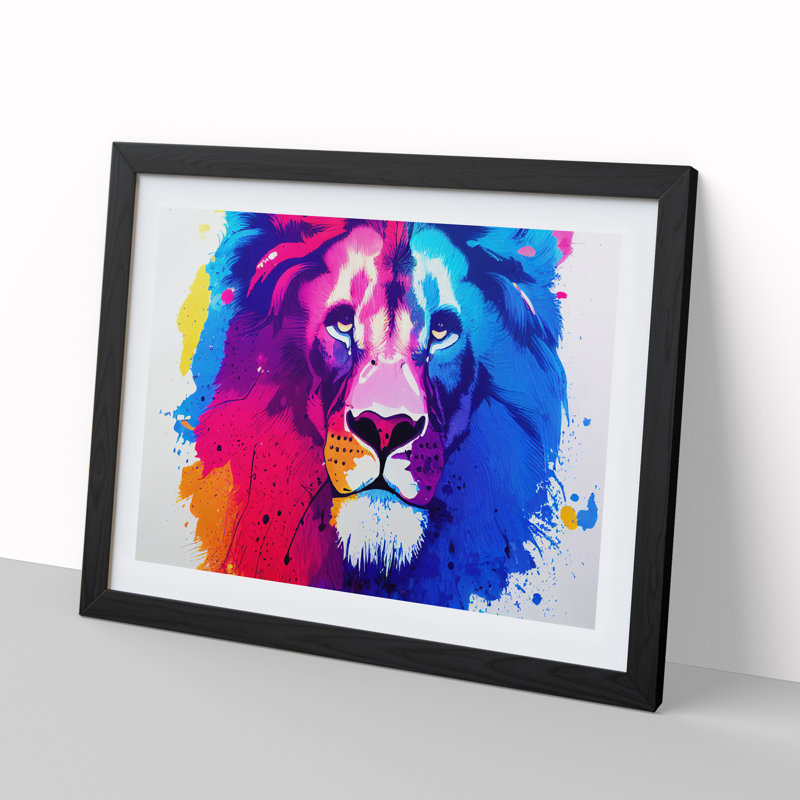 Colourful Lion Vol.4 Abstract - Print, Black Framed, 46cm H x 64cm W x 2cm D