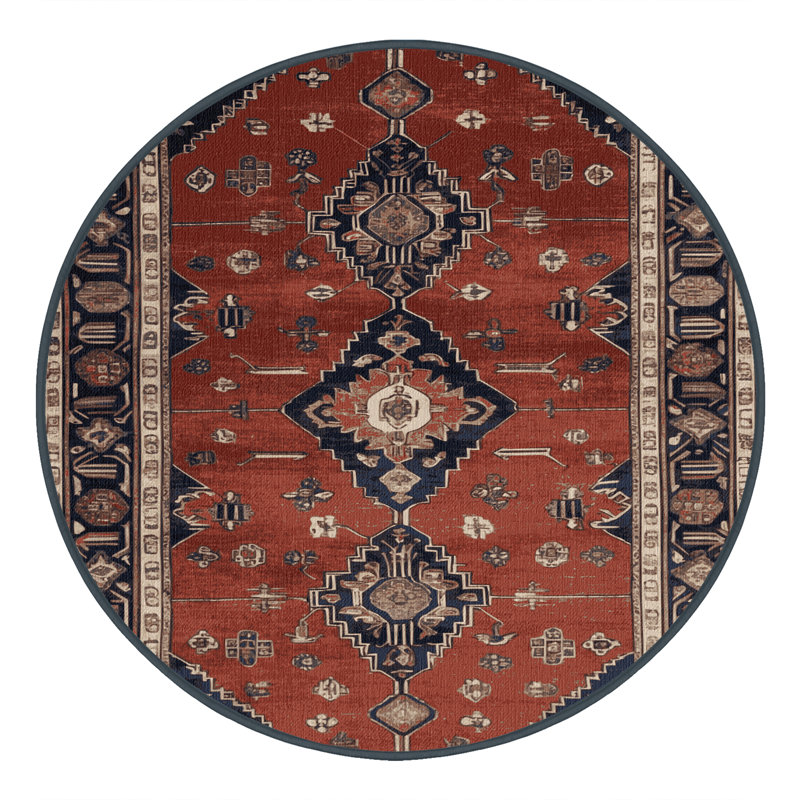 Tapis brun lavable à la machine, Rond 7 pi