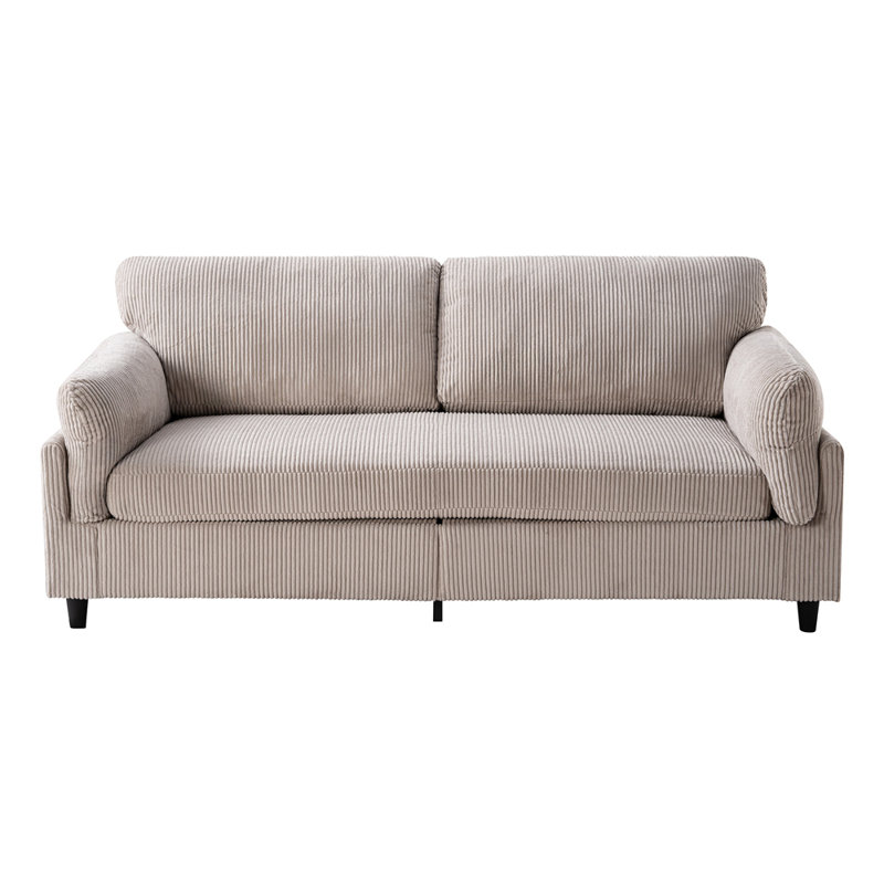 Causeuse rembourrée en tissu doux, Velours côtelé chameau