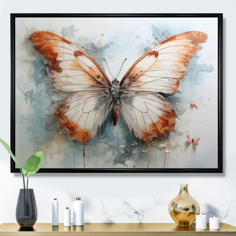 «Chemisier Orange White Butterflys Butterflys Flight I», reproduction sur toile, H 12 po x l 20 po x P 1 po