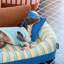 Canapé-lit Cabana pour chien et chat avec traversin enveloppant de 7,8 po, bleu océan