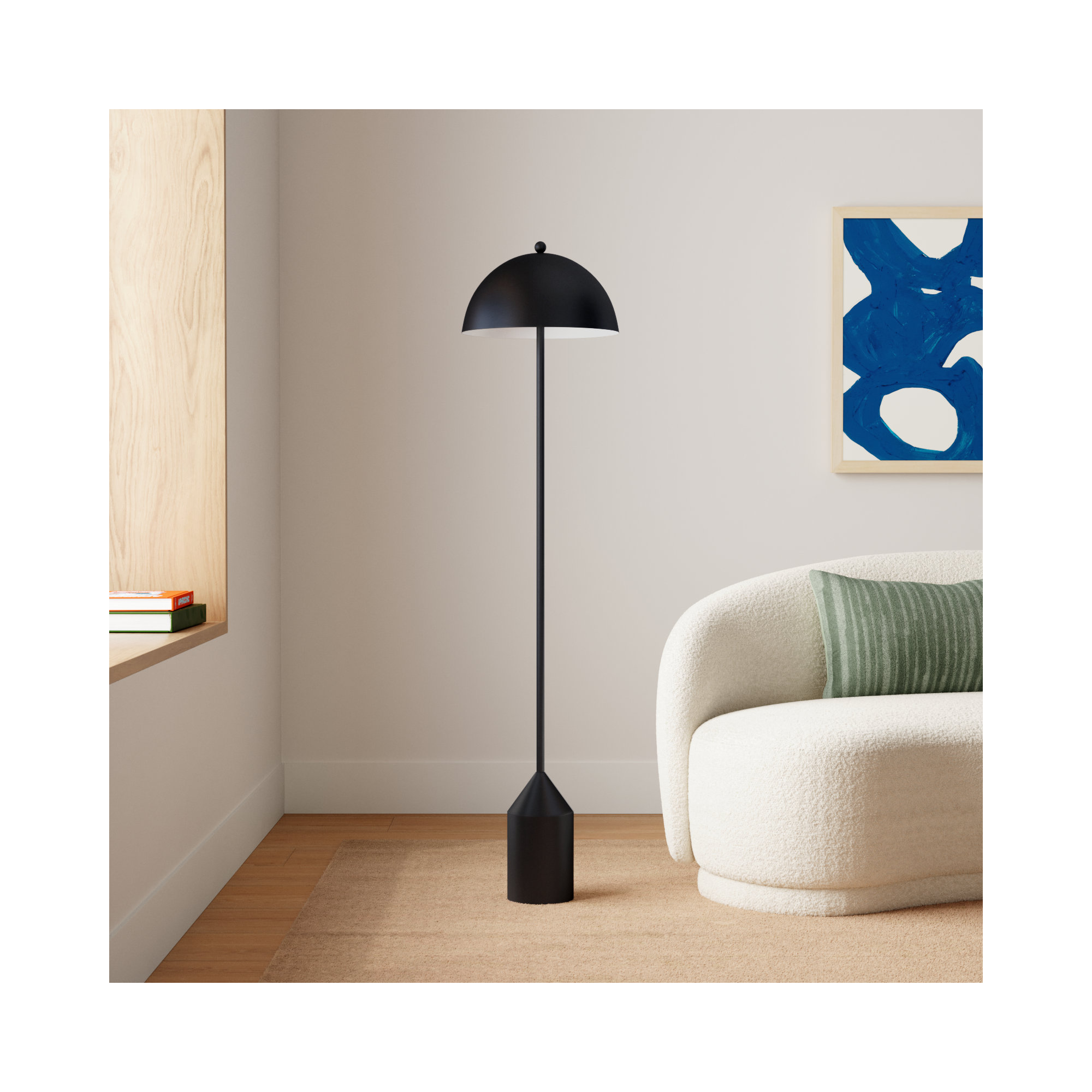 Jemma 59'' Iron Floor Lamp, Black, Black