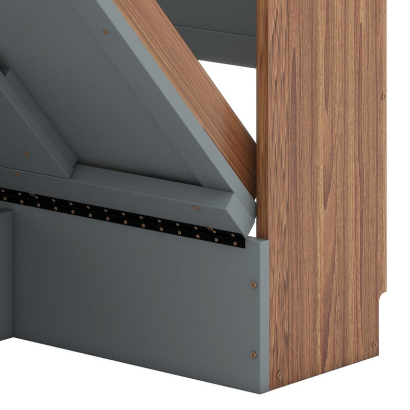Lit escamotable avec bureau pliable intégré, Walnut & Grey