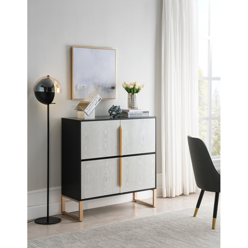 Modern Vintage Tall 4-Door Storage Cabinet with Anti-Tip Kit