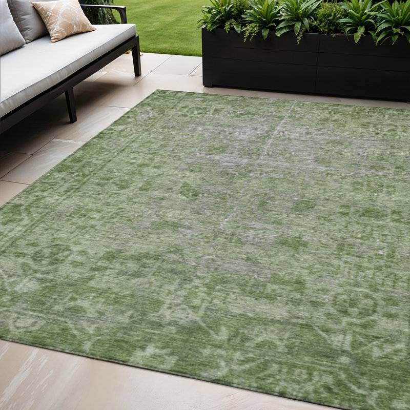 Tapis oriental lavable oriental vert 5 pi x 8 pi