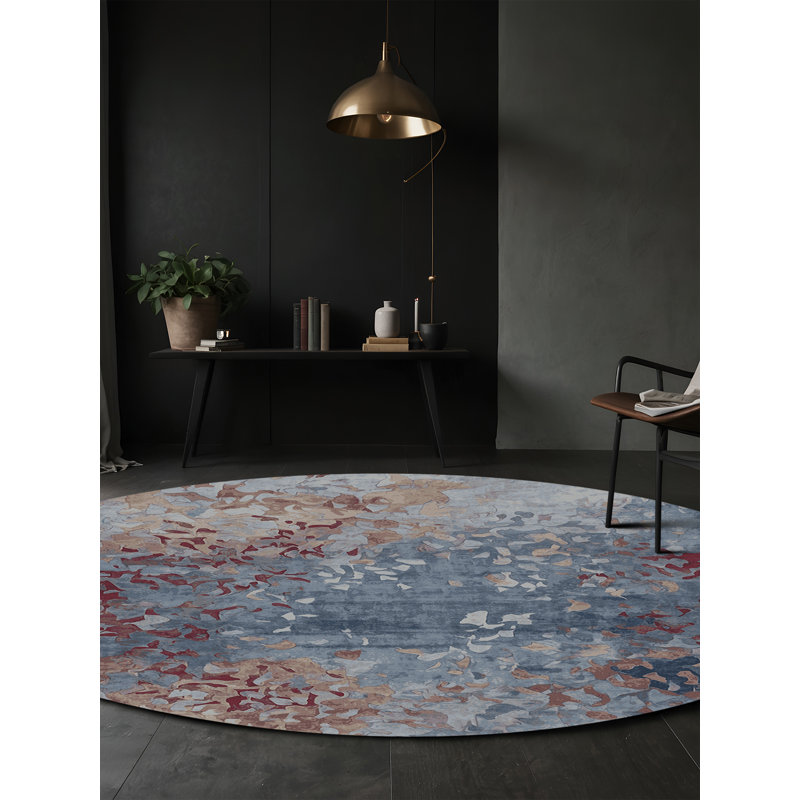 Tapis gris lavable à la machine, Rond 6 pi