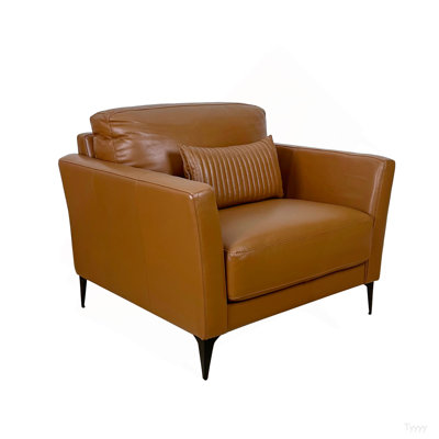 Tussio Saddle Tan Leather Chair W/Pillow
