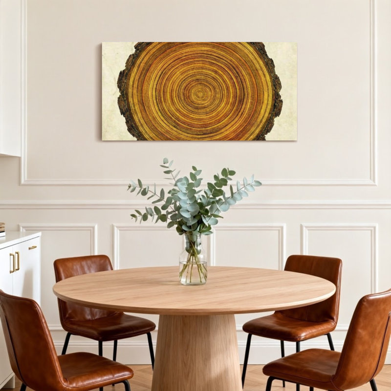 Plants & Flowers Tree Ring Pattern Print Canvas Art, 16" H x 32" W