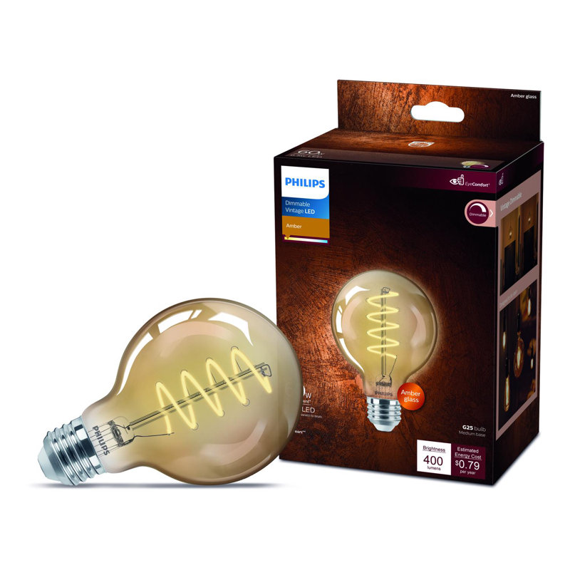Ampoule à DEL Philips G25 E26 (moyenne) ambre, 60 watts, équivalente, 1 paquet