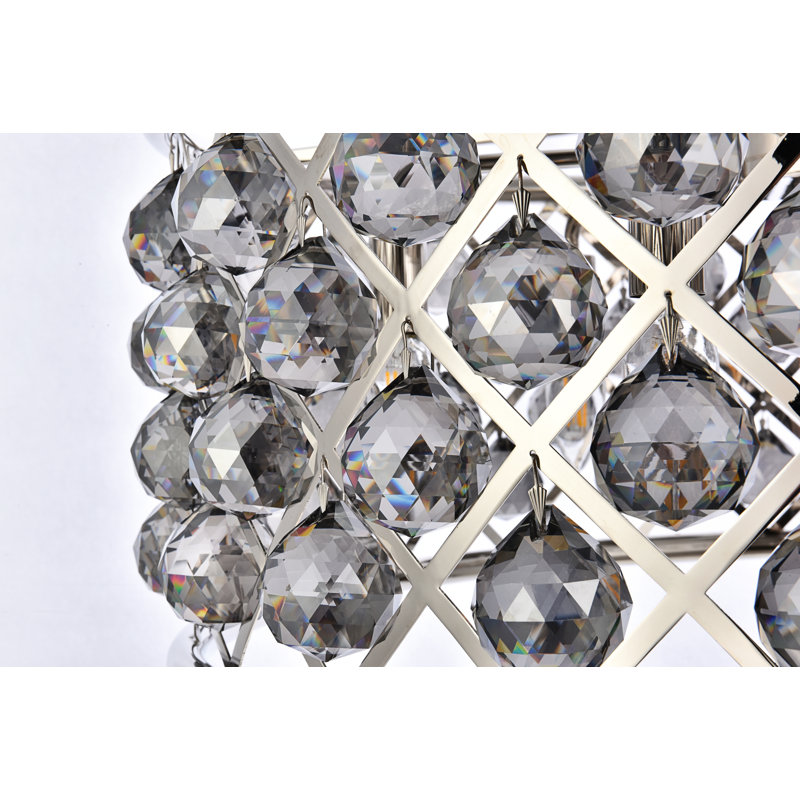 Lustree tambour 6 lumières unique Swinney, Gris argenté, Nickel poli, Gris
