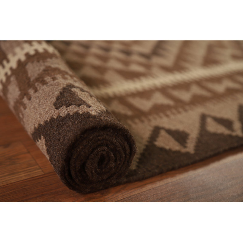 Tapis brun en laine noué à la main de conception unique 6 pi 9 po x 9 pi 9 po New Age
