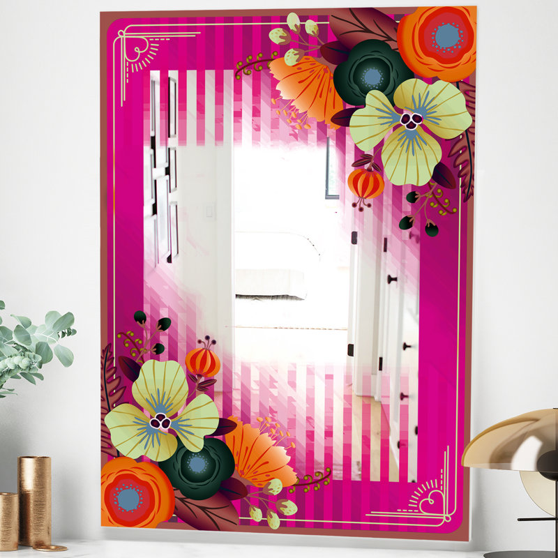 Miroir d'appoint Mid-Century sans cadre Fuschia, H 39,4 po x l 29,5 po