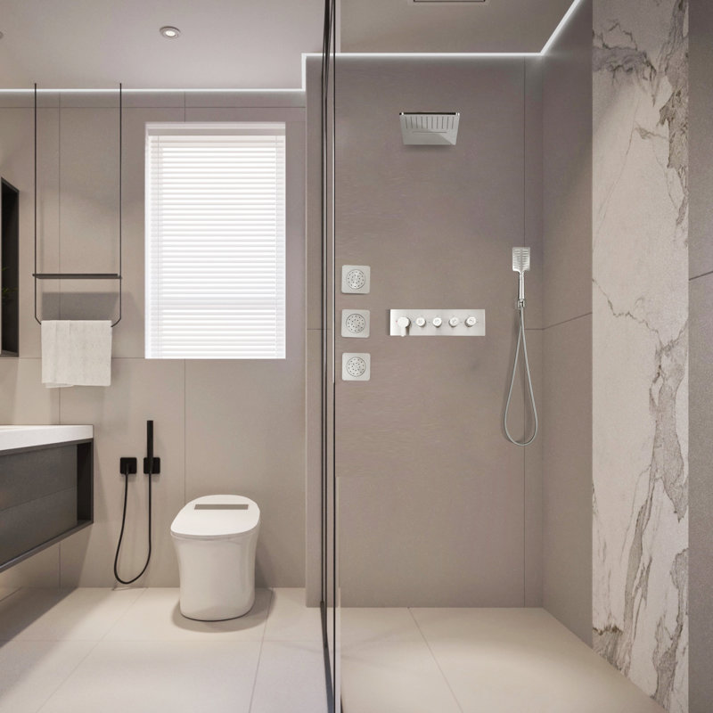 Complete Shower System with Rough in-Valve, Brushed Nickel