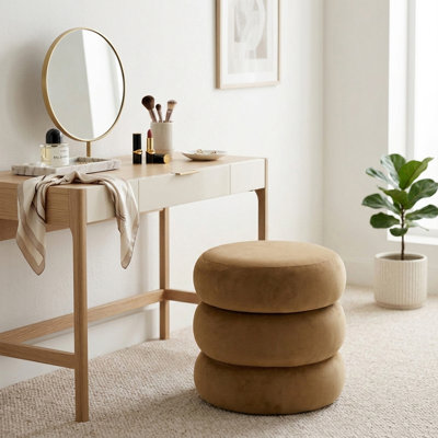 Tabouret de coiffeuse moderne en velours, fauteuil de maquillage rond