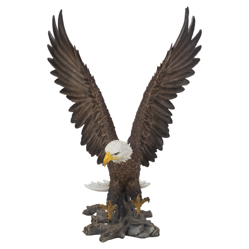 Large Brown and White Polyresin Flying Eagle Garden Statue