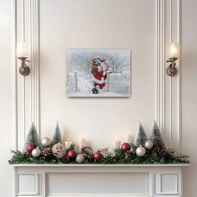 Battery-Operated Lighted Wall Art - Snowy Santa