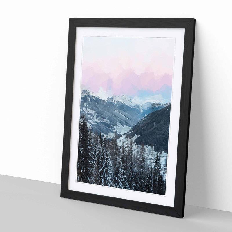 Pink Sky over the Mountains in Italy - Picture Frame Graphic Art Print, 91cm H x 60cm W x 2cm D, Black