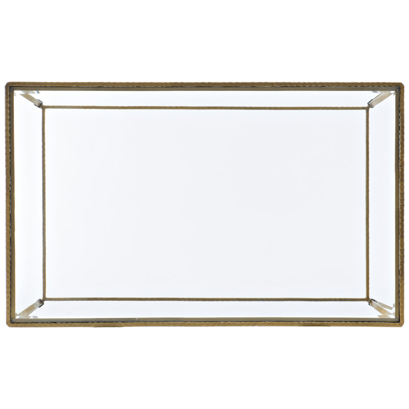 Laureng Gold Hammered Iron Frame Cocktail Table with Tempered Glass Top