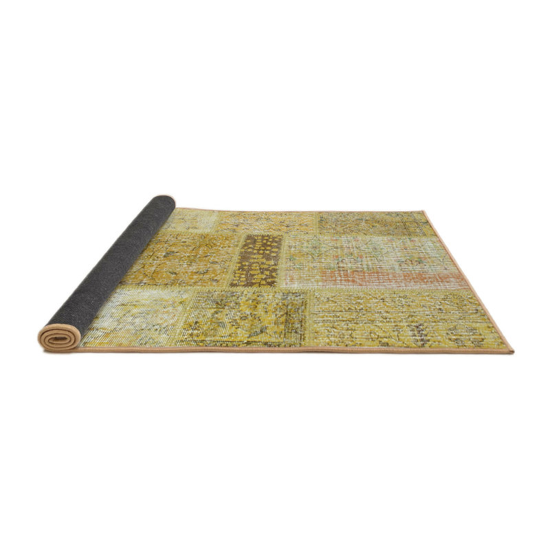 Tapis de zone vert/citron contemporain, Rond 3 pi