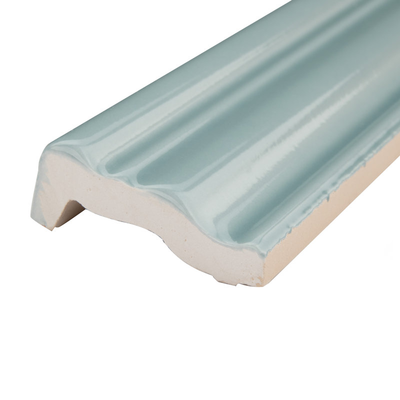 Chester 12" x 2" Glossy Ceramic Mudcap Tile Trim in Aqua
