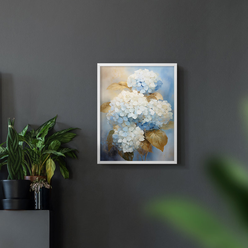 Série FLORAL Cxxix - reproduction encadrée de qualité supérieure - prête à être accrochée - aucun clou requis, Blanc