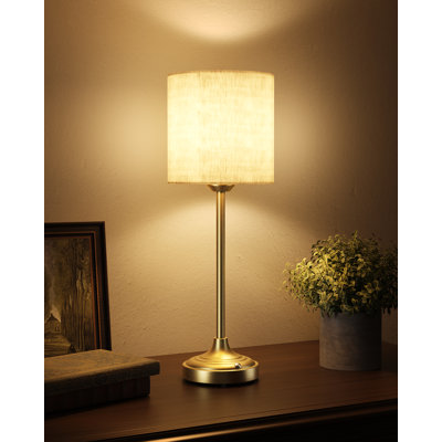 Lampe de table à DEL sans fil 17,9 "avec pile rechargeable 8 000 mAh et abat-jour en tissu