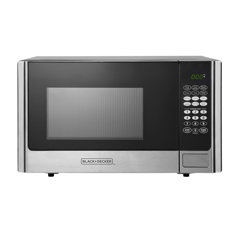 BLACK+DECKER EM036AB14 Digital Microwave Oven with Turntable Push-Button  Door, Child Safety Lock, Stainless Steel, 1.4 Cu.ft