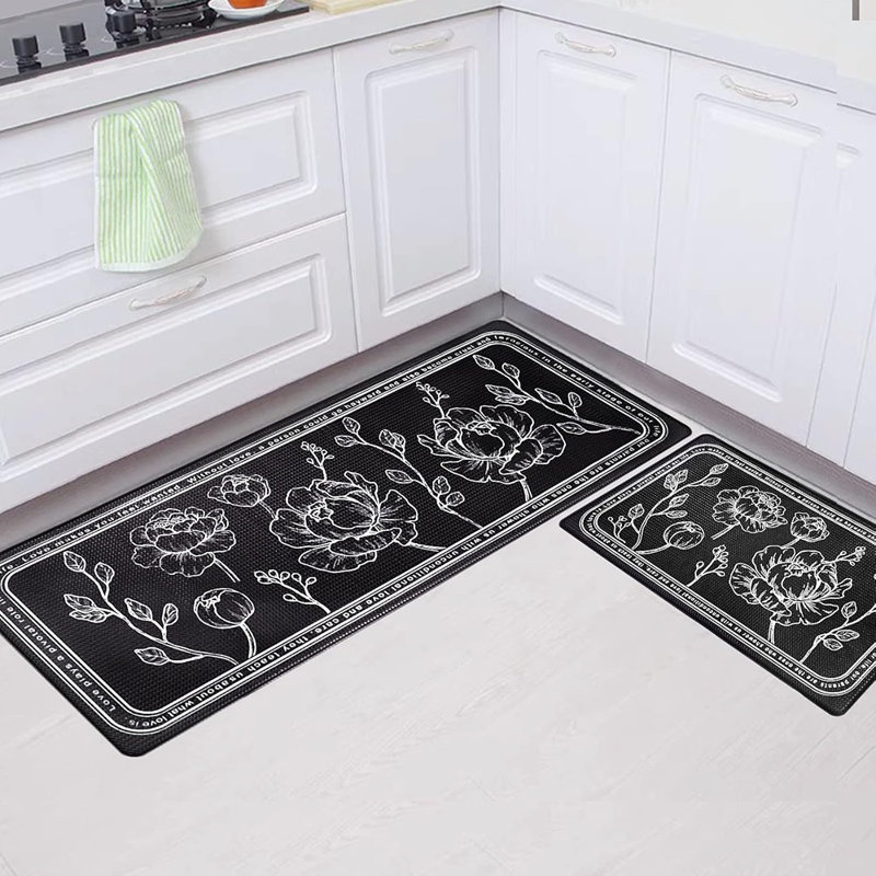 Tapis de cuisine - gris - antidérapant, antidérapant, antidérapant, imperméable et de qualité supérieure en PVC pour la cuisine, le bureau, la maison et la lessive