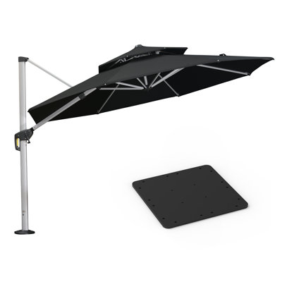 Yumalay 11 FT Round Umbrella With Counter With Steel Plate Base,Black