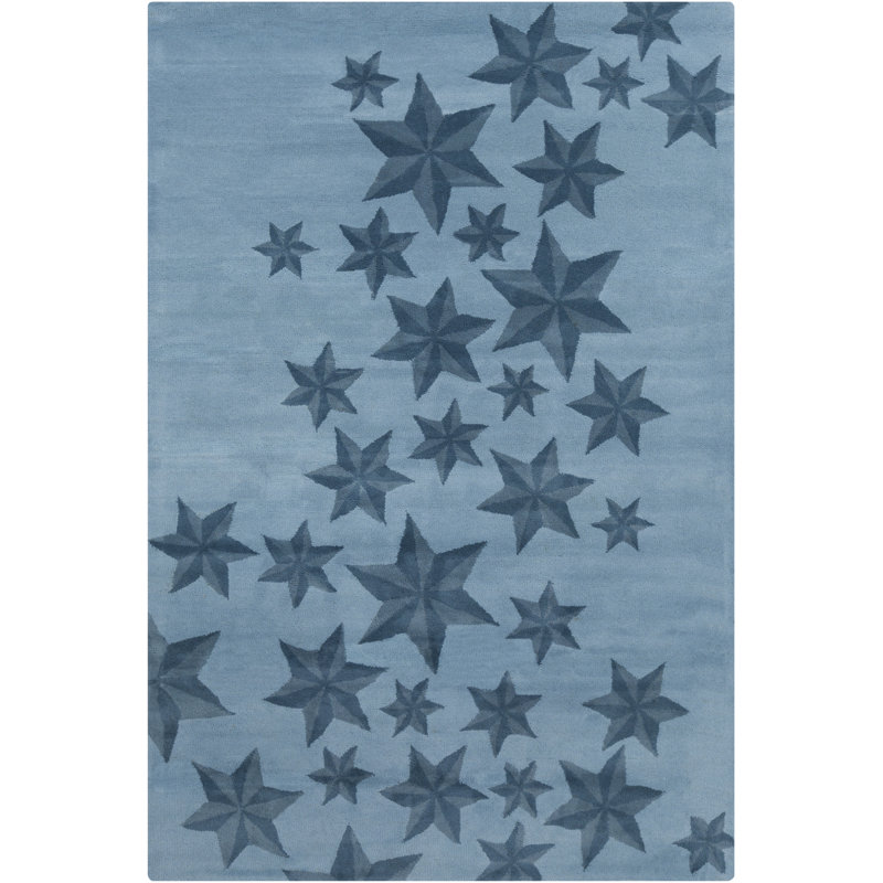 Blair Authentic Hand-Tufted Handmade Blue & Gray Modern Starburst Wool Area Rug