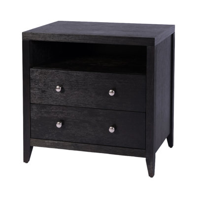 Pettitt 28 in. W Rectangular Wood 2 Drawer Nightstand, Black