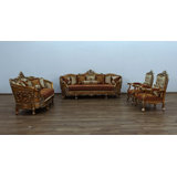 3 Piece St. Germain Iii Sofa Set Red Gold Fabric
