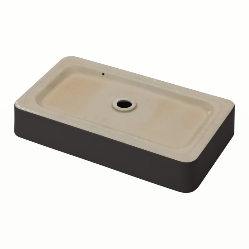 Lavabo de salle de bain vasque rectangulaire en céramique noire 24 po x 16 po