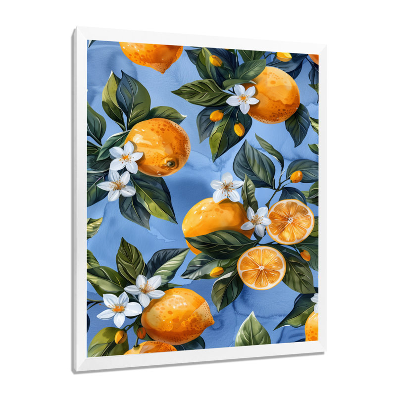 Marlement - fruits, art mural salon, Cadre simple blanc, H 34 po x l 44 po