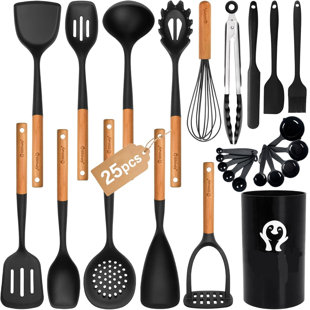 Ensemble 25 pièces d'ustensiles de cuisine en silicone