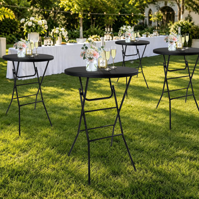 Table de cocktail pliante, table d'appoint debout de 32 po x 43 po de hauteur, barre de pub pliable et portable pour les fêtes, les mariages, les réceptions, la restauration, les foires commerciales, les kiosques de fournisseurs et les événements extérieurs