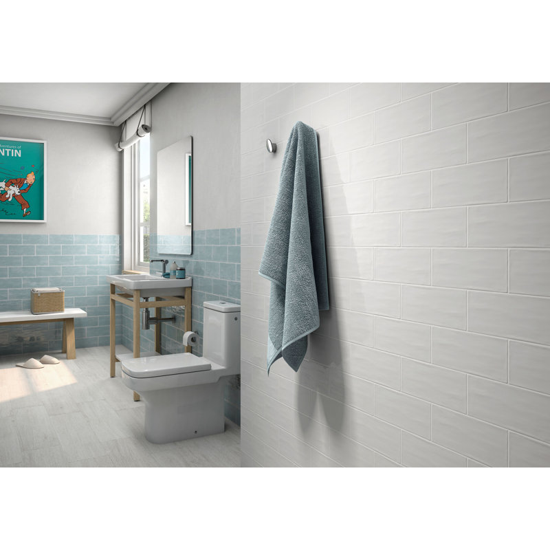 Maiolica 4" x 10" Flat Ceramic Tile, Aqua 