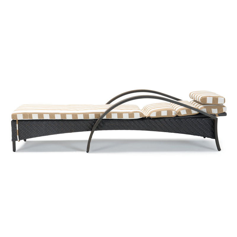 Barcelo Reclining Chaise Lounge with Cushion, Canvas Heather Beige Sunbrella® Canvas