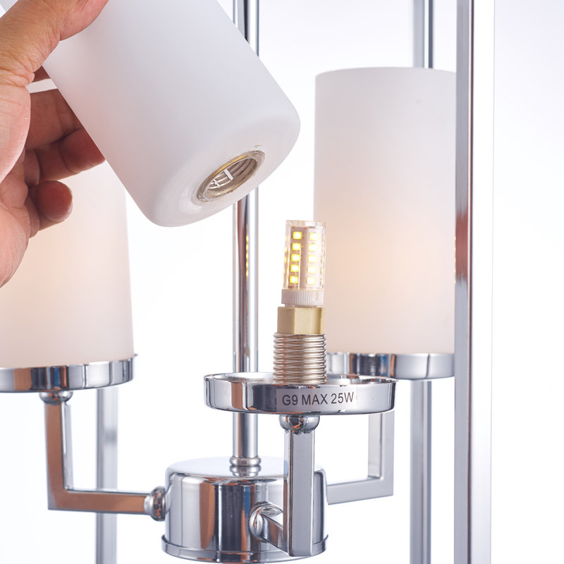 Riva Frosted Glass & Polished Chrome Chandelier