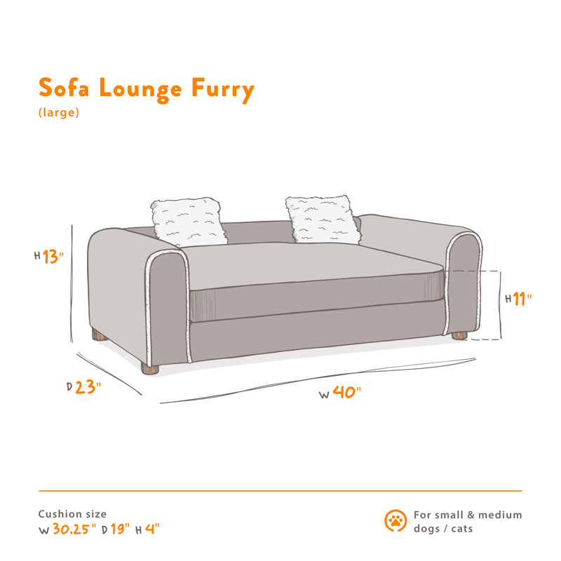 Large Charcoal Orthopedic Elevated Pet Sofa with Wood Legs