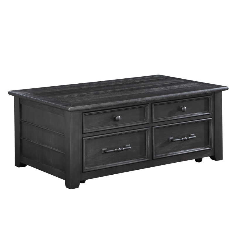 Lift Top Coffee Table With 2-Drawers, Black/Black
