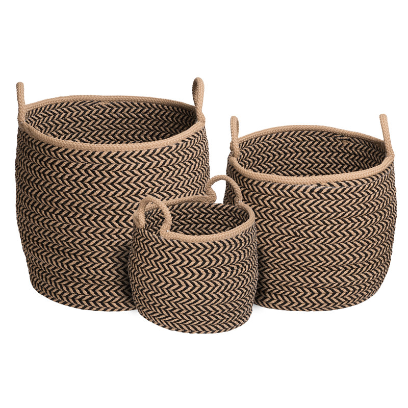Preve Storage Basket with Handles, Taupe/Black, 17" H x 18" W x 17" D