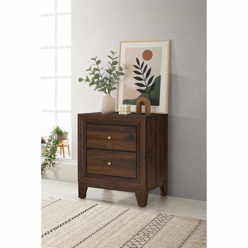 2-Drawer Nightstand Bedside Table Walnut