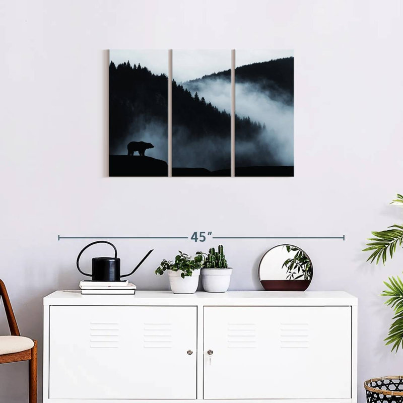 3 pièces Foggy Mountain Bear, H 20 po x l 33 po x P 1,25 po