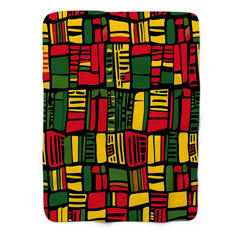Vibrant African Textiles - Couverture sherpa de qualité supérieure 1 pièce, Grand lit