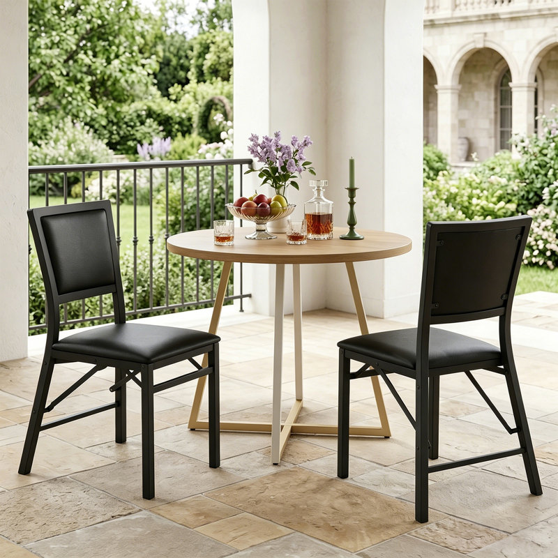 Ensemble de 2 chaises de salle à manger pliables Ailse, chaises d'appoint sans accoudoirs avec sièges rembourrés, chaises de salle à manger Parsons en cuir de polyuréthane pliables pour le salon de la cuisine