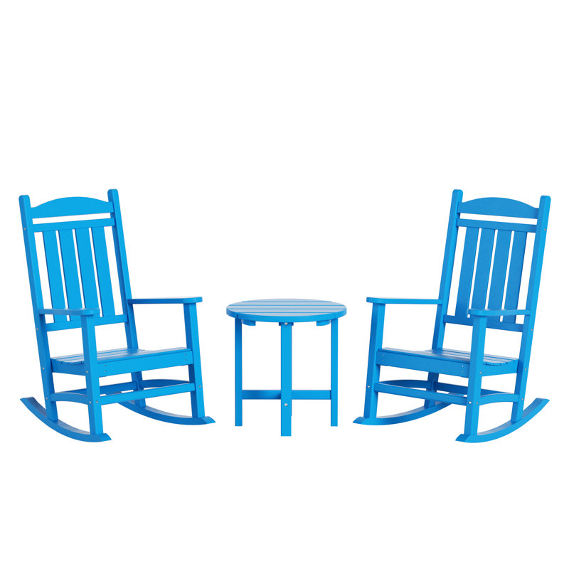 Chaise berçante d'extérieur en plastique Laguna, Bleu pacifique