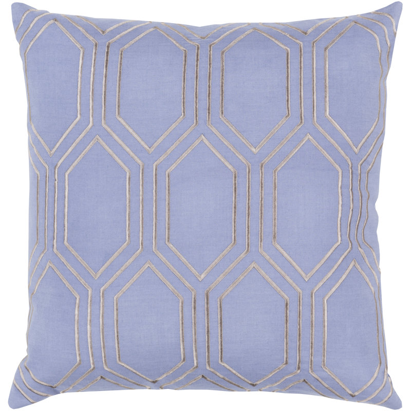 Skyline Geometric Linen Throw Pillow, Sky Blue, 20" x 20", Down