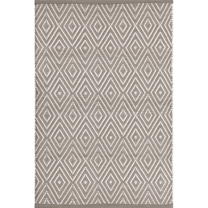 Diamond Flatweave Geometric Area Rug, Rectangle 4' x 6', Fieldstone/Ivory