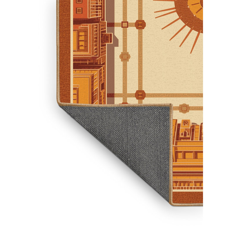 Tapis en peluche doux brun moelleux d'inspiration mondiale Zocalo de Burnham Mexico City - reliure brun clair, 8 x 12